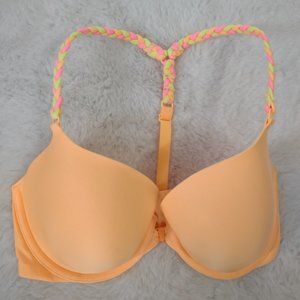 VICTORIA'S SECRET Orange Lined Underwire Racerback Bra With Braided Straps 32DD
